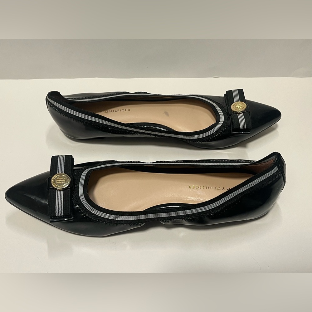 Tommy Hilfiger Black and White Flats with Gold Accents - Picture 2 of 5